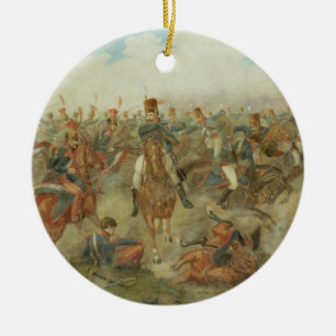 Der Kampf von Waterloo, am 18. Juni 1815 (w/c auf Keramik Ornament