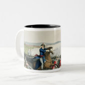 Der Kampf von Waterloo entschied durch den Herzog Zweifarbige Tasse (Vorderseite Links)