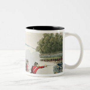 Der Kampf von Waterloo entschied durch den Herzog Zweifarbige Tasse