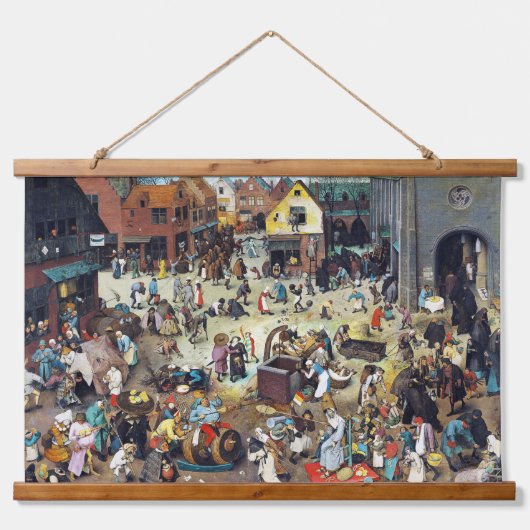 Der Kampf zwischen Karneval und Lent, Bruegel Wandteppich Mit Holzrahmen (Vorne)