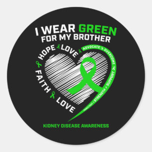 Der Kämpfer verschenkt Brother Green Kidney Diseas Runder Aufkleber