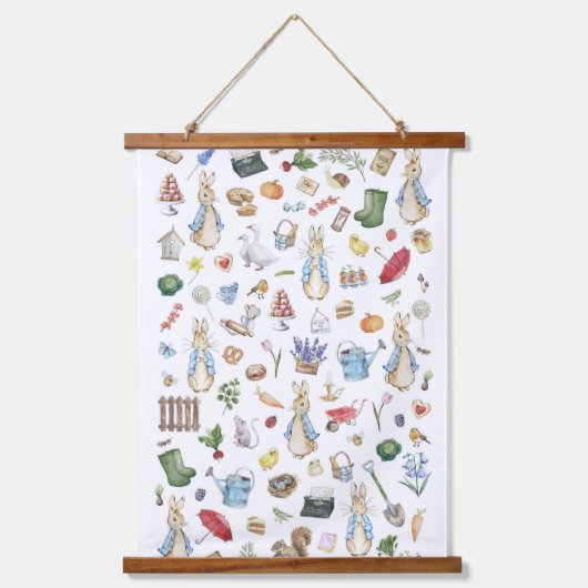 Der Kaninchen Peter Wandteppich Mit Holzrahmen (Vorderseite)