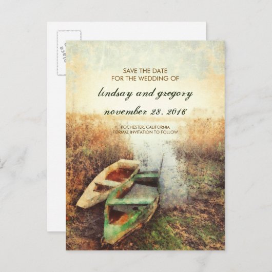 Der Kanusee Fall Save the Date Postkarten (Vorne/Hinten)
