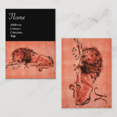 DER KAP-LION, DER SICH IM MONOGRAM, Rot, Rosa Schw Visitenkarte (Vorne/Hinten)