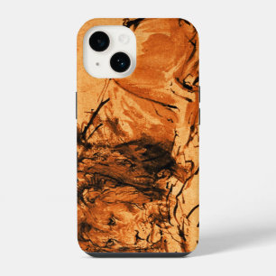DER KAP LöWE LIEGT, Antikes Orange ,Schwarz iPhone 14 Hülle