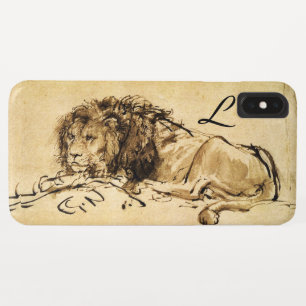 DER KAP-LÖWE LIEGT, Sepia, schwarzes Monogramm Case-Mate iPhone Hülle