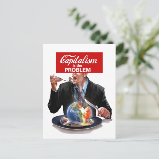 Der Kapitalismus ist das Problem Postkarte (Stehend Vorderseite)