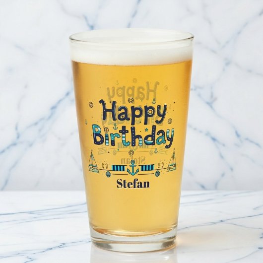 Der "Kapitän der Party" Personalisierter Pint Glas