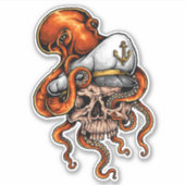 Der Kapitän Octopus und das Meer Aufkleber (Vorderseite)