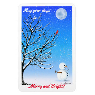 Der Kardinal und der Schneemann Magnet