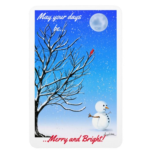 Der Kardinal und der Schneemann Magnet (Vertikal)
