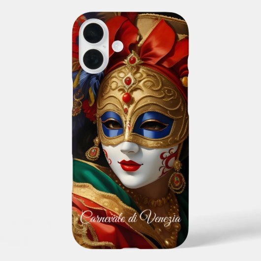 Der Karneval von Venedig maskiert goldblau Case-Mate iPhone Hülle (Rückseite)