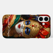 Der Karneval von Venedig maskiert goldblau Case-Mate iPhone Hülle (Rückseite (Horizontal))