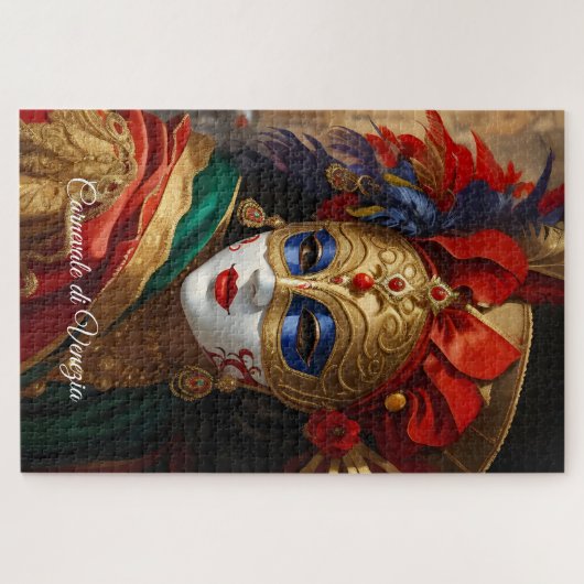 Der Karneval von Venedig maskiert goldblau Puzzle (Horizontal)
