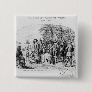 Der Kauf von Manhattan-Insel, im September 1626 Button