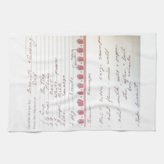 Der Keks-und die Soßen-Rezept des Vaters in seinem Geschirrtuch