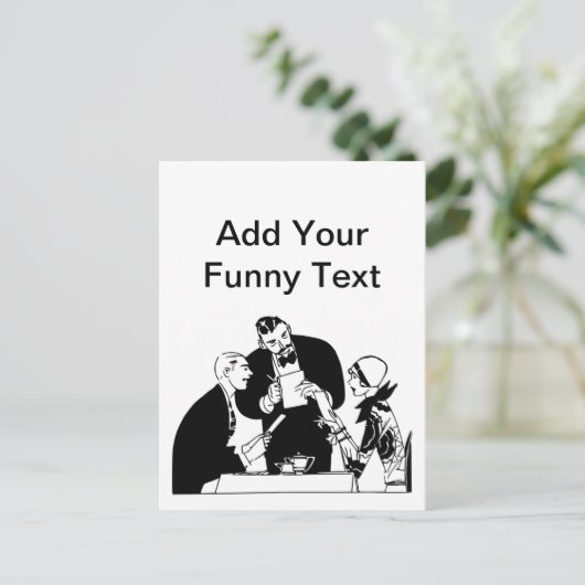 Der Kellner - Spaß des Restaurants Postkarte (Stehend Vorderseite)