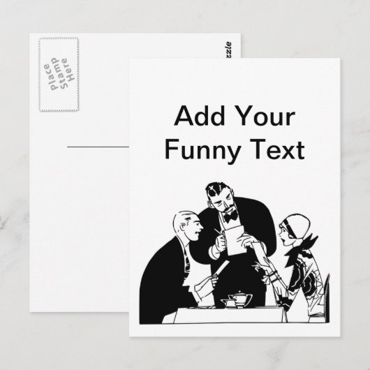 Der Kellner - Spaß des Restaurants Postkarte (Vorne/Hinten)