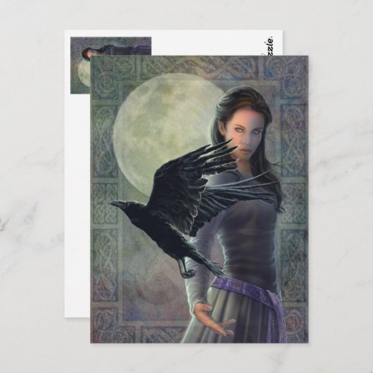 Der keltische Rabe Postkarte (Vorne/Hinten)