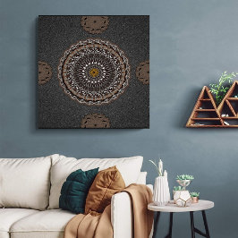 Der Khaki Crocodylus porosus mandala art Leinwanddruck