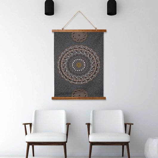 Der Khaki Crocodylus porosus mandala art Wandteppich Mit Holzrahmen