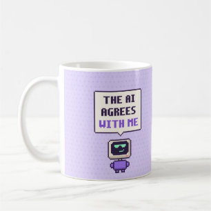 Der KI stimmt mir lustigen KI Pixel Becher zu Kaffeetasse