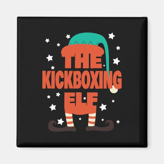 Der Kickbox-Elfen-Weihnachts-Pyjama - Kickboxen C Magnet (Vorne)