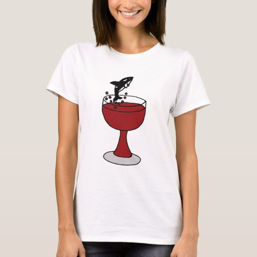 Der Killerwal springend in Rotwein-Glas T-Shirt (Vorderseite)