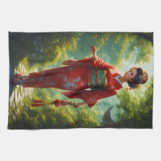 Der Kimono-Spaziergang Geschirrtuch (Horizontal)