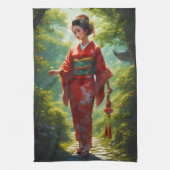 Der Kimono-Spaziergang Geschirrtuch (Vertikal)