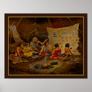 "Der Kindergarten" von Charles Marion Russell 1900 Poster