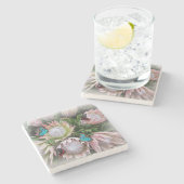 Der King Protea Steinuntersetzer (Seitenansicht)