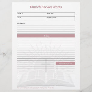 Der Kirchendienst - Christliche Bibelnoten Rosa Briefbogen