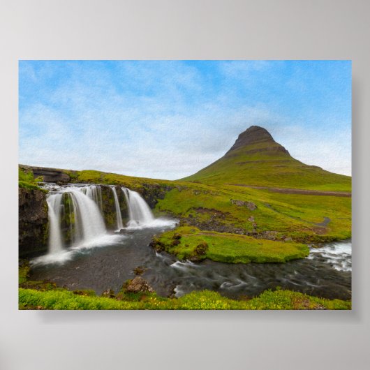 Der Kirkjufell-Wasserfall und Berg Poster (Vorne)