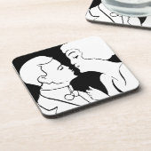 Der Kiss Deko Retro in Schwarzweiß Getränkeuntersetzer (Linke Seite)