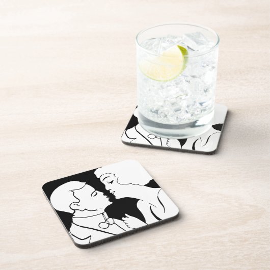 Der Kiss Deko Retro in Schwarzweiß Getränkeuntersetzer (Rechte Seite)