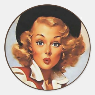 Der Kitsch BItsch : Pin-Up-Porträts Runder Aufkleber