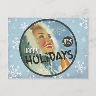 Der Kitsch Bitsch : Retro Happy Holidays Grafik Postkarte