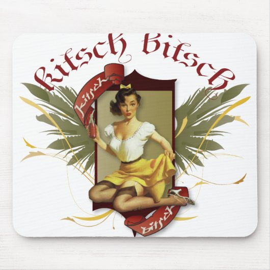 Der Kitsch Bitsch: Soda-Mädchen-Retro Tätowierung Mousepad (Vorne)
