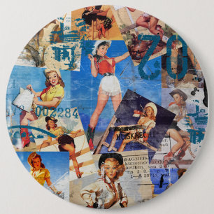 Der Kitsch Bitsch : Zerstörte Cowgirl Pin-Ups Nr.1 Button