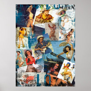Der Kitsch Bitsch: Zerstörtes Cowgirl Button-Oben Poster