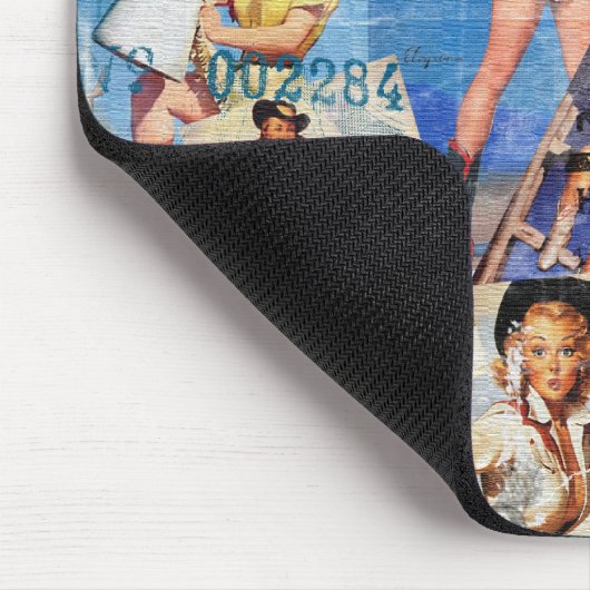 Der Kitsch Bitsch: Zerstörtes Cowgirl Button-UPS Mousepad (Ecke)