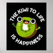 Der Kiwi zum Leben ist Glück Obst Pun Dark BG Poster (Vorne)