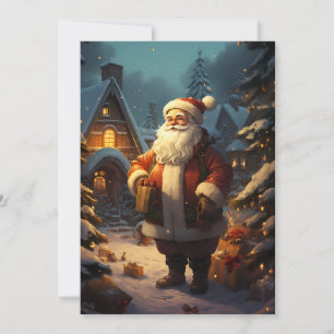 Der klassische Weihnachtsmann Stehend im Schnee Feiertagskarte