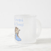 Der kleine Affe des Großvaters - blaue T-Shirts Mattglastasse (VorderseiteRechts)