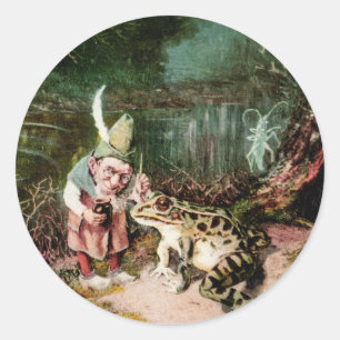 Der kleine alte Mann des Waldes Wandbild Vintage Runder Aufkleber