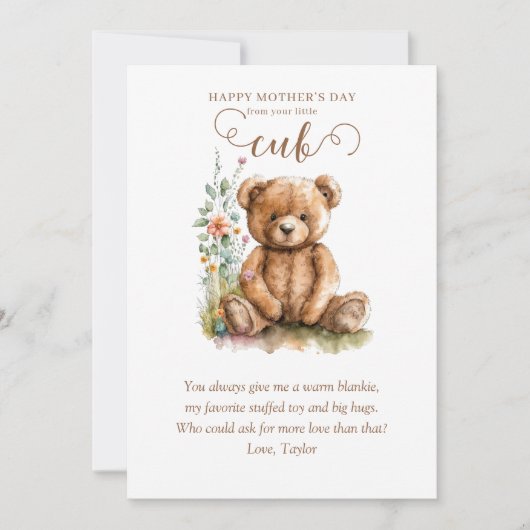 Der kleine Baby Bear Cub Day Einladung (Vorderseite)