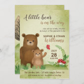 Der kleine Bär ist unterwegs | Babyparty Einladung (Vorne/Hinten)