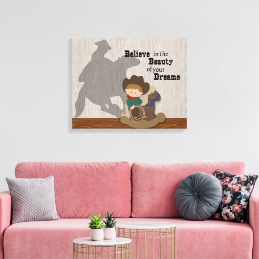 Der kleine Cowboy glaubt an eure Träume Leinwanddruck (Insitu (Wohnzimmer))