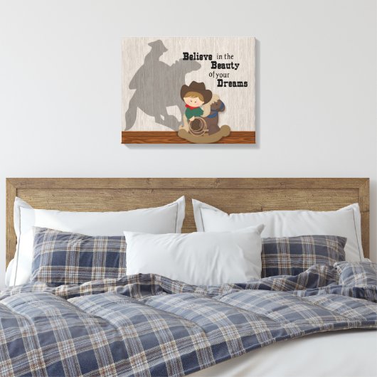 Der kleine Cowboy glaubt an eure Träume Leinwanddruck (Insitu (Schlafzimmer))